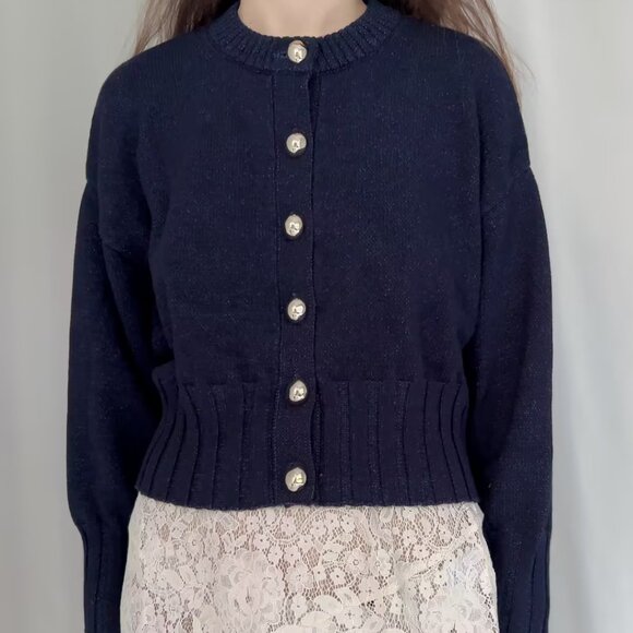 ALTUZARRA Liam Sweater Cardigan -Berry Blue - Picture 2 of 7